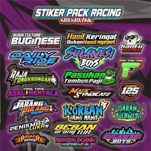 19PCS STIKER PACK RACING SULAWESI BOYS LIARAN SULAWESI BUGIS KATA KATA VIRAL VOL VI KEREN STIKER MOTOR KECE UNTUK MOTOR HELM CASE HP MOBIL DLL Motorcycle Car