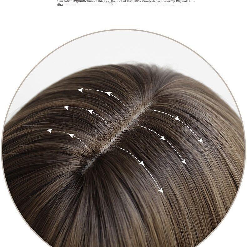 Wig Women's Full-Head Wig-Style Mid-Length Hair 2024 Fashion New Wig Sheath Suitable for round Faces Hairstyle Simulation Natural 6