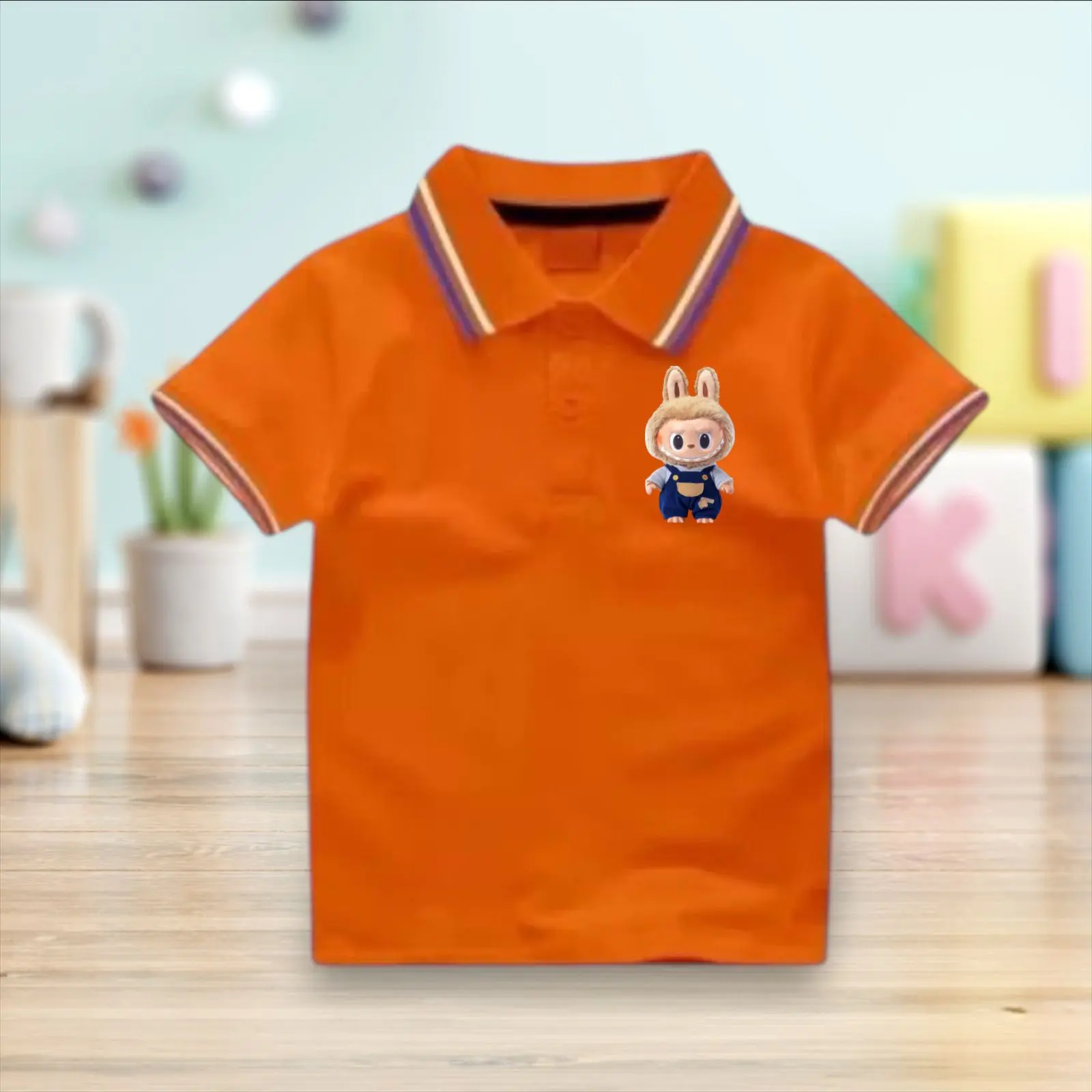 Baju Wangky Anak Unisex Usia Ideal Lengan Pendek Kaos Kerah Fashion Anak Motif Labubu Atasan