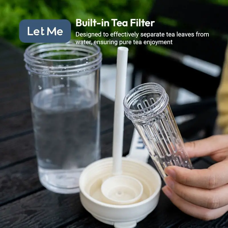 Let Me Botol Minum Infused Water - Botol Bening 600 atau 800 ML Dengan VARIASI WARNA TALI Filter Pemisah Dan Sedotan Gelas Minuman Air Lemon/Teh Dengan Saringan Kitchenware Silikon Bottles LM-AAB2032 4