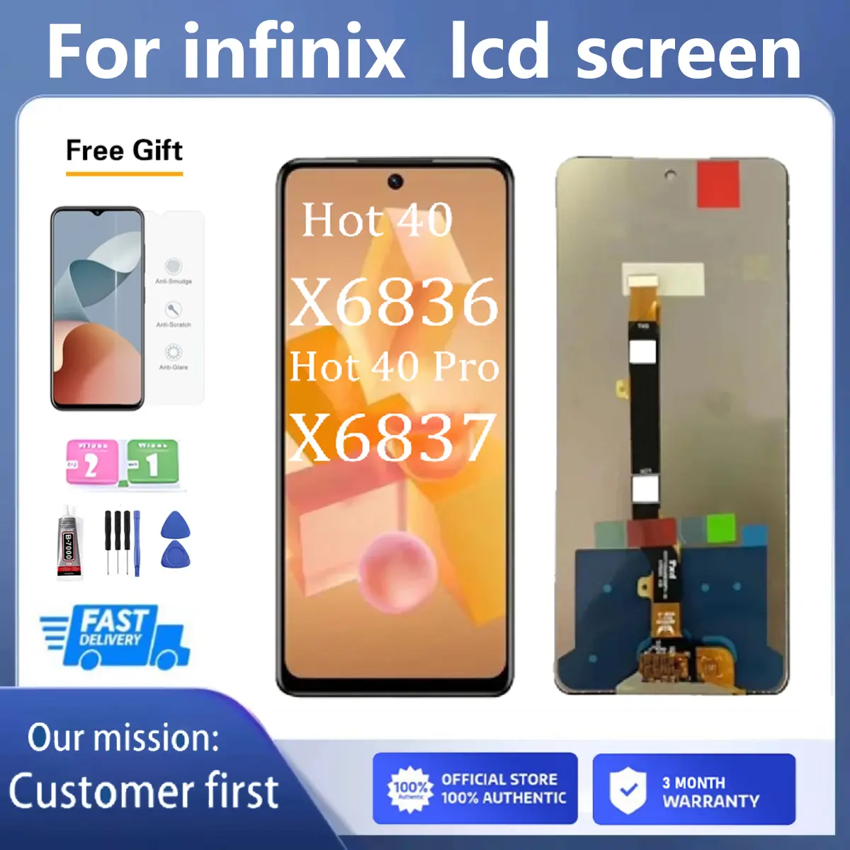 For Infinix Hot 40 Hot 40i Hot 40 Pro LCD Original Display Touch Screen Digitizer Replacement Phone Smartphone Cellphone Accessory Cases