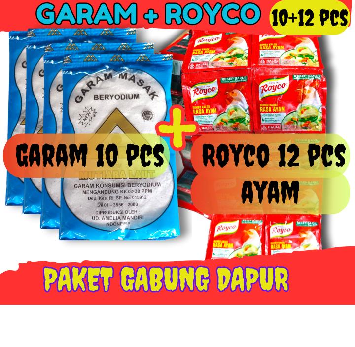10 PCS GARAM + 12 ROYCO AYAM 8 GR , GARAM DAPUR BERYODIUM  PAKET 10 PCS +;12 PCS 0