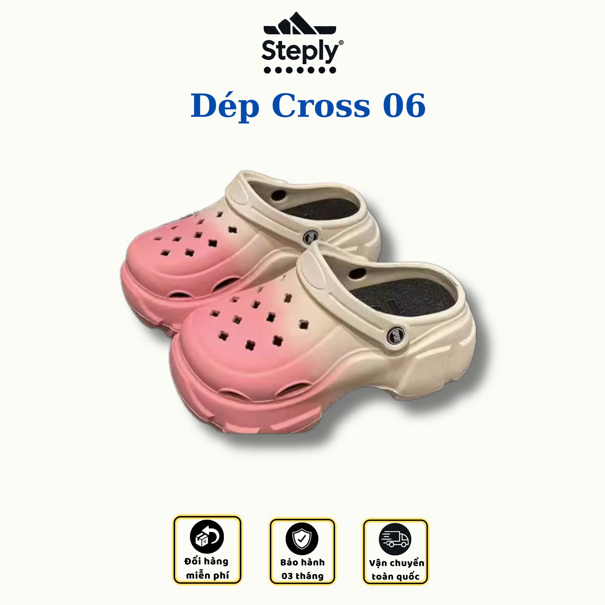 Dép Cross Nữ Steply Tăng Chiều Cao, Chống Trơn Trượt Phối 2 Màu Cá Tính Phong Cách Mới 2025 Cross 06