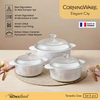 Gambar CORNINGWARE Elegant City 3 PCS – Keramik Pyroceram Tidak Berpori Tahan Gompal Ringan Tahan Suhu Ekstream - 3 PCS dari Homeland Store Kota Administrasi Jakarta Pusat 1 Tokopedia