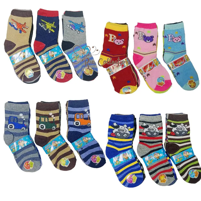 Paket isi 4 PCS Kaos Kaki Anak 4-7 Tahun Cewek Cowok / Kaus Kaki Motif TK 0