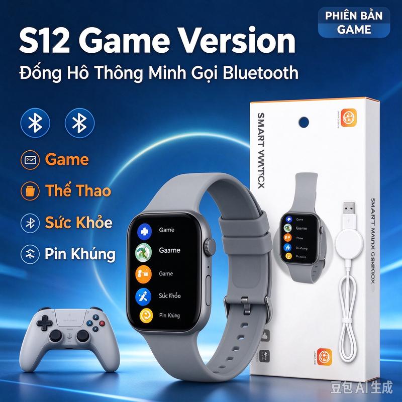 Đồng hồ Thông Minh S12 Phiên Bản Game – Gọi Bluetooth, Màn Hình Cảm Ứng, Theo Dõi Sức Khỏe, Chế Độ Thể Thao, Pin Khủng Dành Nam Nữ
