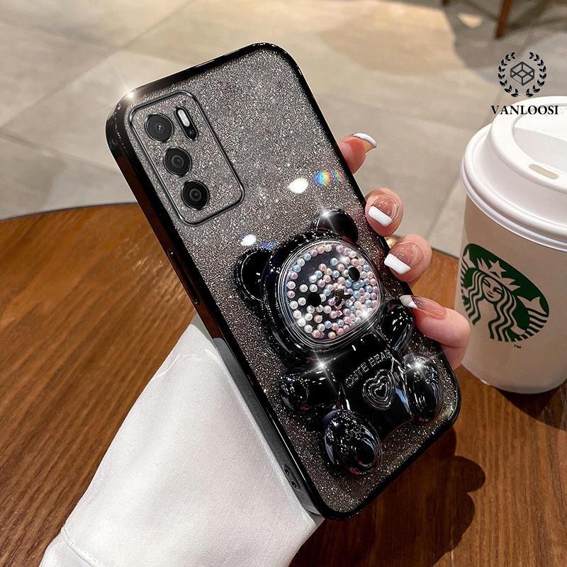 Product Introduction of Casing for OPPO A16 A16S A54S OPPO CPH2269 Sparkling Powder Electroplated Soft Shell Cute Rainbow Bear Phone Case Lens Full Coverage Anti Drop 16