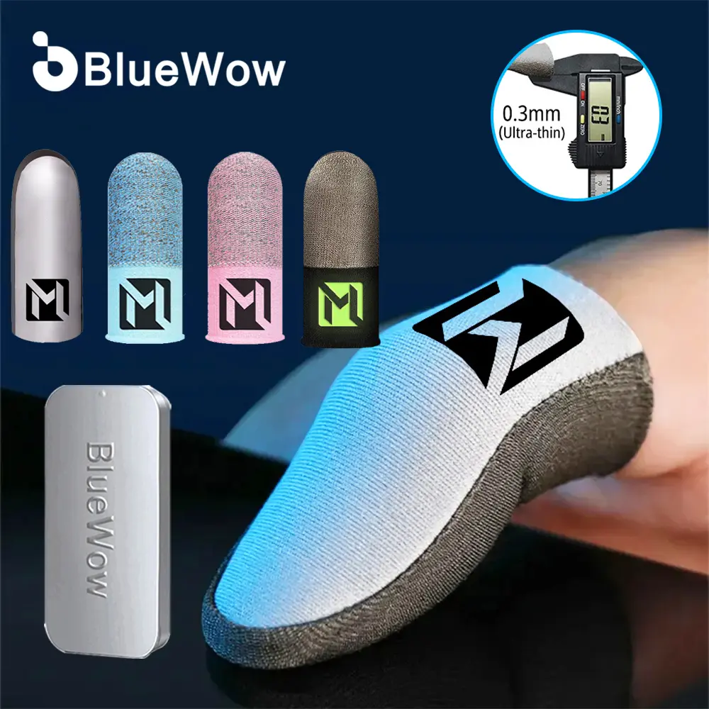 Bọc Ngón Tay, BlueWow, Sợi Màu Bạc Thoáng Khí, Tay Áo Đầu Ngón Tay Cho Bộ Điều Khiển Trò Chơi, Thích Hợp Cho PUBG Và Màn Hình Cảm Ứng Pro Chơi Game, Găng Tay Ngón Tay Cái, Thích Hợp Cho MLBB