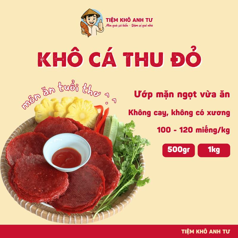 Khô Cá Thu Đỏ ướp vị mặn ngọt vừa ăn, món ăn tuổi thơ 500gr/1kg