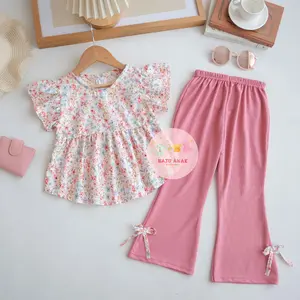 Baju Anak Perempuan - READY STOCK Setelan Anak Perempuan Kalena Motif Flora Terlaris / Fashion Oneset Anak Perempuan Atasan dan Celana Panjang Terbaru