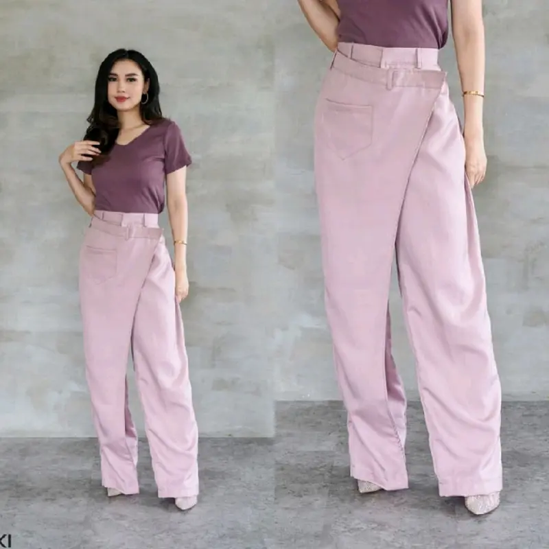 Overlap Cullote Pants - Celana Highwaist Wanita Kulot Sabrina Model Zipper 2