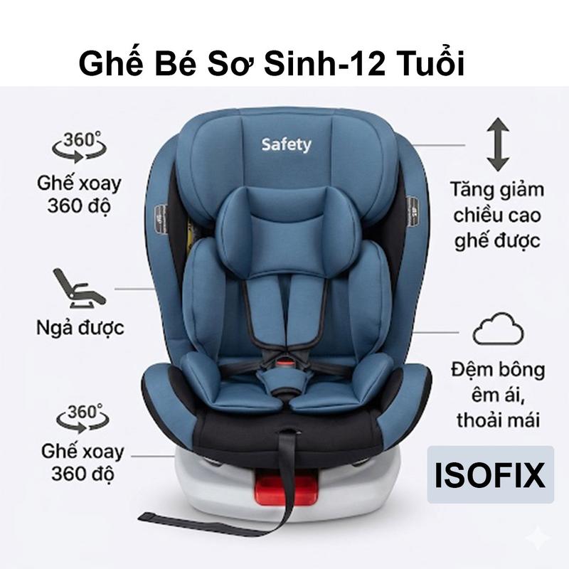 Ghế ngồi an toàn bé trên ô tô RGB2 màu be xanh ISOFIX cho trẻ em từ 0-12 tuổi…
