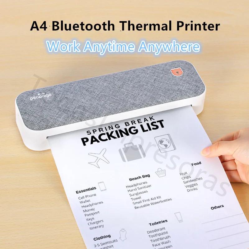Máy in PeriPage A4 dùng giấy nhiệt bền bỉ, không dây, phù hợp in hình, hợp đồng, trang web và tệp PDF; không cần mực hoặc bột màu (toner).