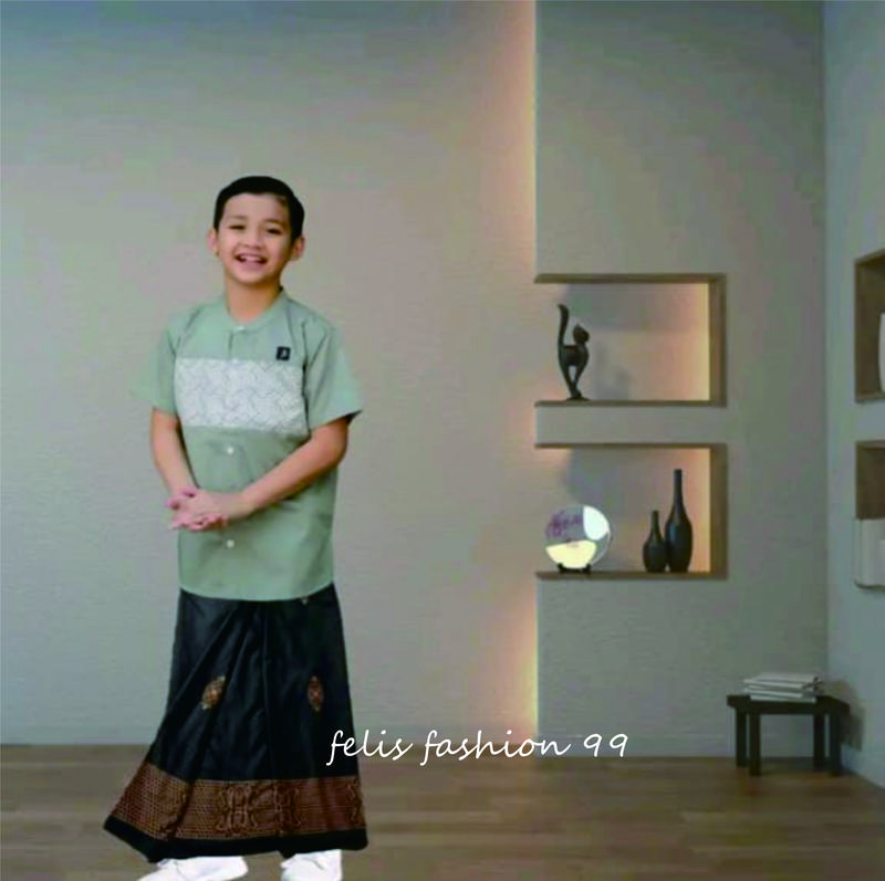 Felis fashion 99 - Setelan sarung dan baju koko anak laki-lakipaket lengkap sarung dan baju koko anak laki-laki Katun Muslim 5