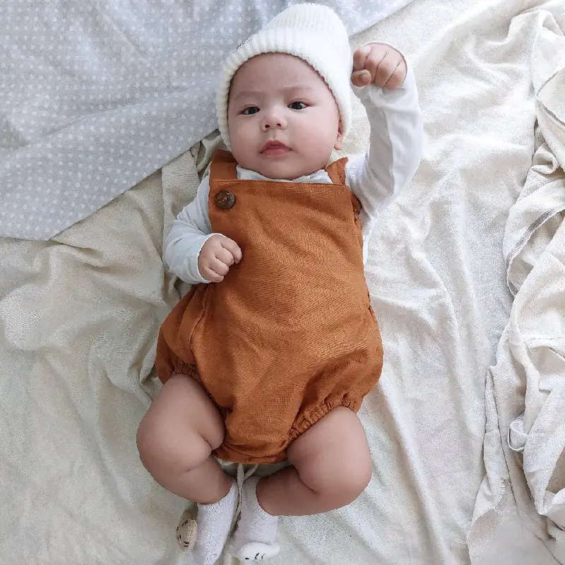 DearRussell Jaden Jumper Baby Boy Girl Unisex Newborn bayi laki-laki Earth Tone PREMIUM LINEN 4