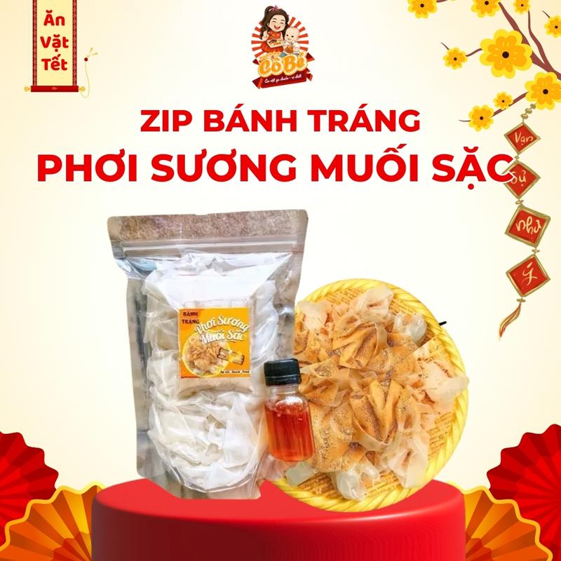 Bánh Tráng Phơi Sương Muối Sặc - Đồ Ăn Vặt Cay Snack 20 Lá Bánh Tròn 1 Zip Muối Sặc Cay Thơm 1 Chai Sốt Tắc Bảo Quản Tránh Gió