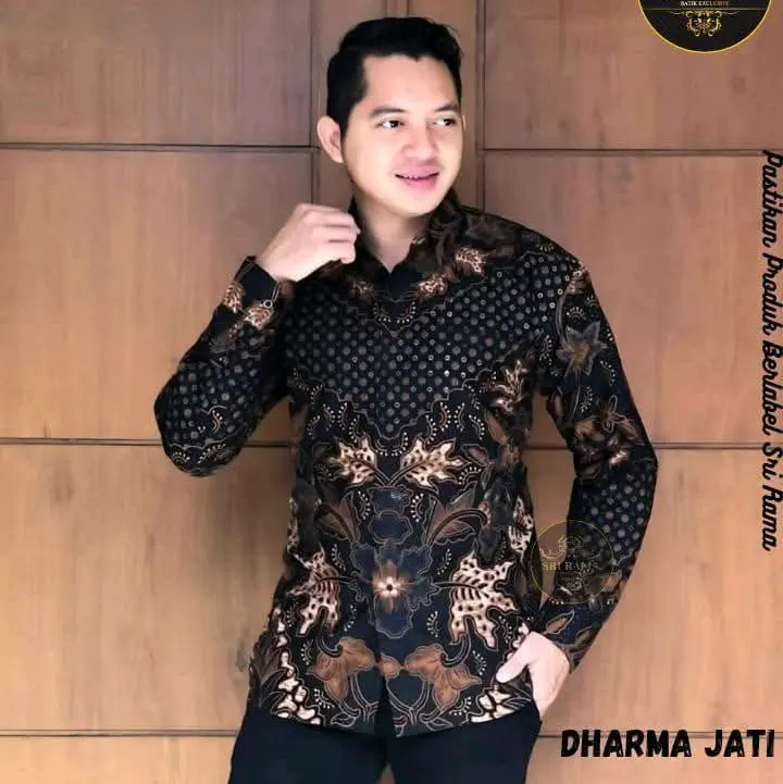 BATIK SOLO BATIK KEMEJA LENGAN PANJANG BAHAN KATUN LAPIS PURING PRIA 2