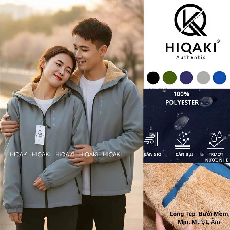 Áo Khoác Gió Nam Nữ Lót Lông Vải Nano Trượt Nước Nhẹ Cản Gió Cản Bụi Giữ Ấm Cơ Thể