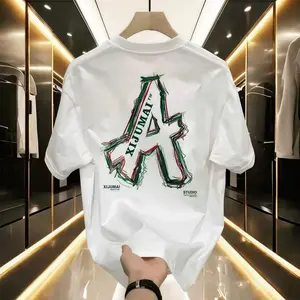 COD Kaos pria dengan motif huruf A bergaya Amerika yang trendy, bersifat santai dengan gaya Korea.