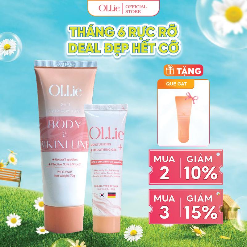 Combo Kem Tẩy Vùng Tay Chân NáchLông Dành Cho Nam, Nữ Hương Đào Hỗ Trợ Tẩy Lông Nhanh Chóng và Kem Dưỡng Ollie Không Sử Dụng  Cạo Râu - Tặng que gạt kemtaylong - KT001
