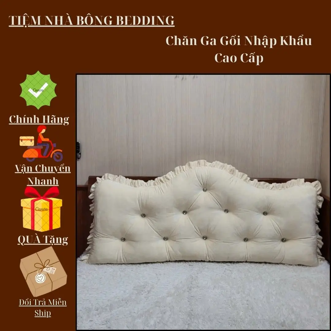 Gối tựa đầu giường hoàng gia mẫu vương miện bèo