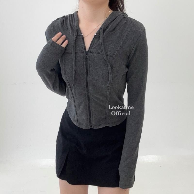 REVERIE TOP - Atasan Crop Jacket Wanita Lengan Panjang Bahan Stretch Adem Nyaman Melar Semi Jaket Outer 1