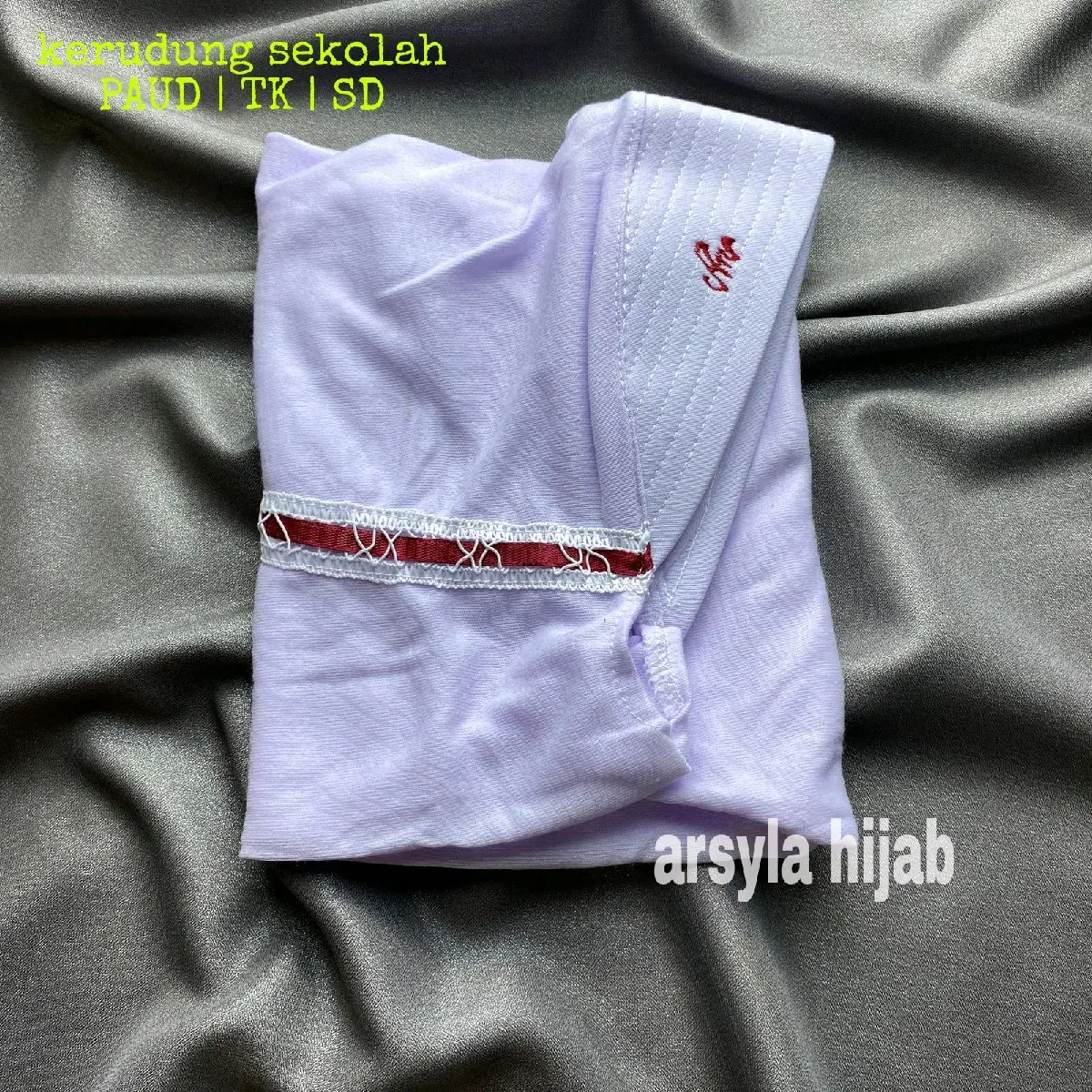 kerudung sekolah PAUD | TK | SD pita serut samping
