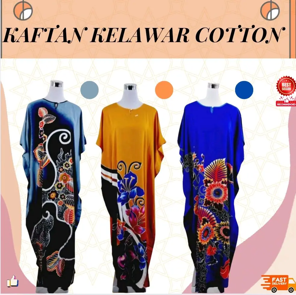 KAFTAN  KELAWAR COTTON BATIK EKSKLUSIF | BAJU KELAWAR BATIK PEREMPUAN FREE SAIZ (M-XXL) Wanita
