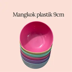 Mangkok bulat isi 6 bahan plastik uk 9cm