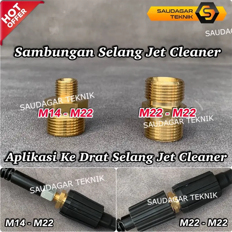 Nepel Adaptor Sambungan Selang Jet Cleaner Drat M14 Ke M22 Dan M22 Ke M22 Adapter Penyambung Selang Mesin Steam Jet Cleaner 5 Meter Ke 10 Meter 15 Meter Dan 20 Meter 0