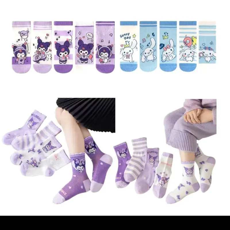 ( PAKET 6 PASANG ) KAOS KAKI ANAK MOTIF KARAKTER KUROMI - KAOS KAKI ANAK PEREMPUANA UKURAN 4-8 TAHUN Fashion spandeks 5-6 tahun 5