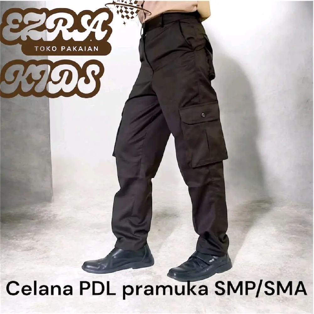 F&FGRUB97 - Celana Sekolah Pramuka PDL Panjang SMP SMA MTS SMU SMK Kelas 1-3 Celana Cargo Lapangan Panjang Fashion