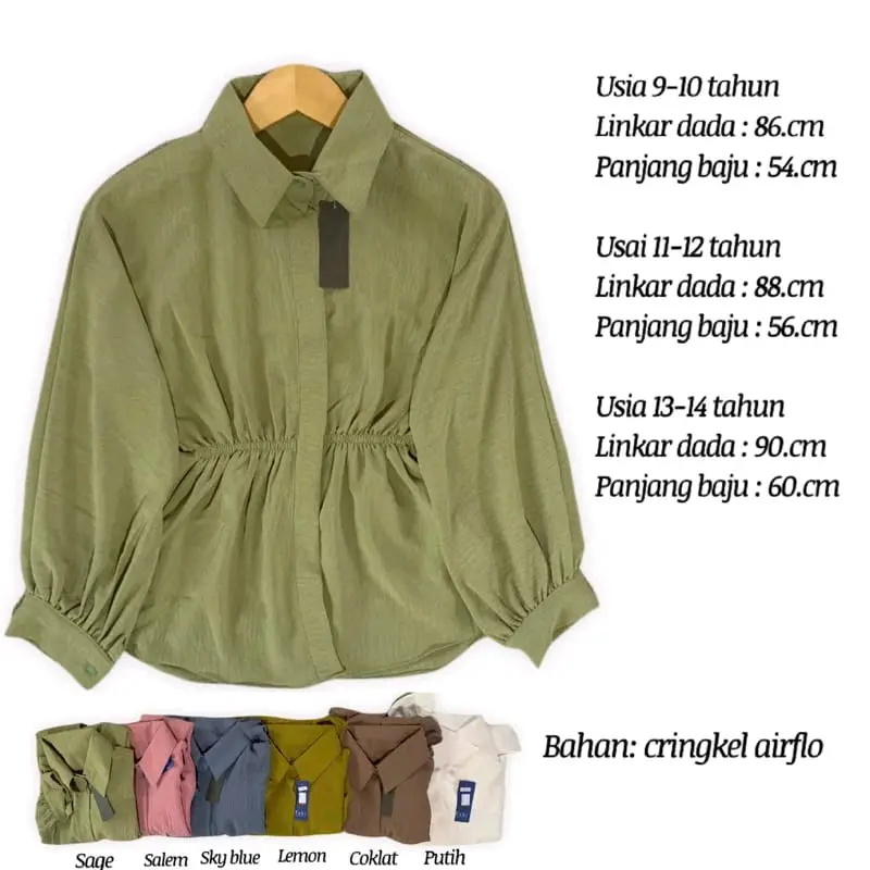 FELISA  BAJU ANAK USIA 7 8 9 10 11 12 13 14  TAHUN/ ATASAN ANAK /BAJU ANAK PEREMPUAN /KEMEJA ANAK 6