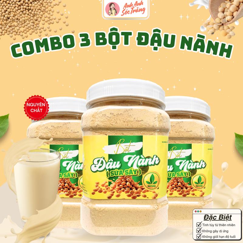  COMBO 3 Hộp Bột Đậu Nành Rang Xay  500gram  Nguyên Chất Thơm Ngon Việt Nam - Anh Anh Sóc Trăng 