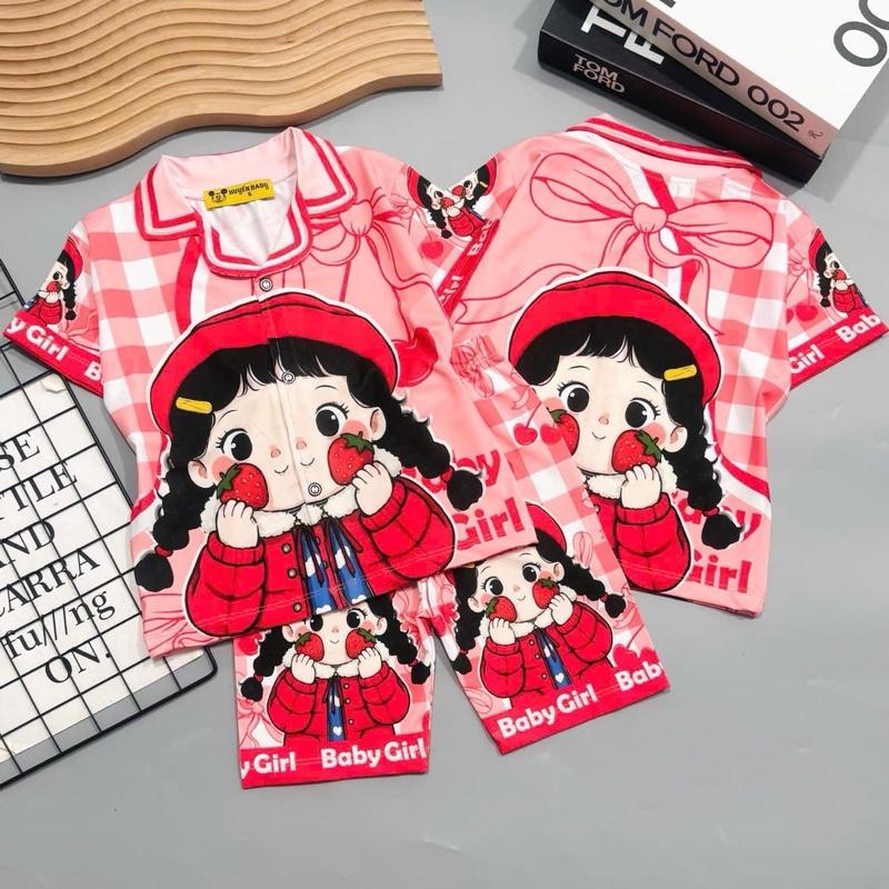   14kg tới 48kg  Bộ Lửng Pizama  dáng xinh thun lạnh in hoạ tiết 3d  cho bé chất thun lạnh in hoạ tiết 3D mặc nhà mặc ngủ xinh xắn đáng yêu Top Nữ Voi Nón pijama  cho áo  ngủ đồ  ngủ labubu 