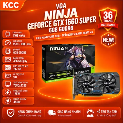 VGA NINJA GEFORCE GTX1660 Super 6GB GDDR6 bảo hành 3 năm