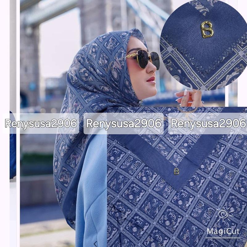 Lc ttk 3 mirror / Autograph series semi ori button scarves with metal logo B bahan Voal sublin Nyaman dan Lembut , kemasan kotak exlusive, kerudung segiempat semua kegiatan hijab persegi 8