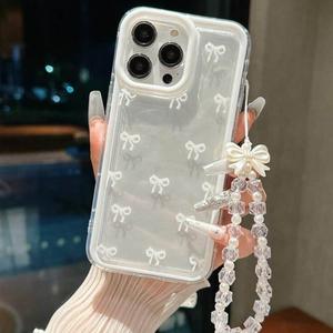 Funda para celular de TPU anticaídas con patrón de moño y cordón de moda, compatible con modelos de Apple iPhone y Samsung, material duradero