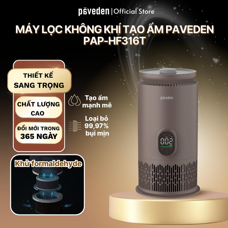 Máy Lọc Không Khí Tạo Ẩm PAVEDEN PAP-HF316T - Lọc formaldehyde - phòng 30m2- Đổi mới 365 ngày