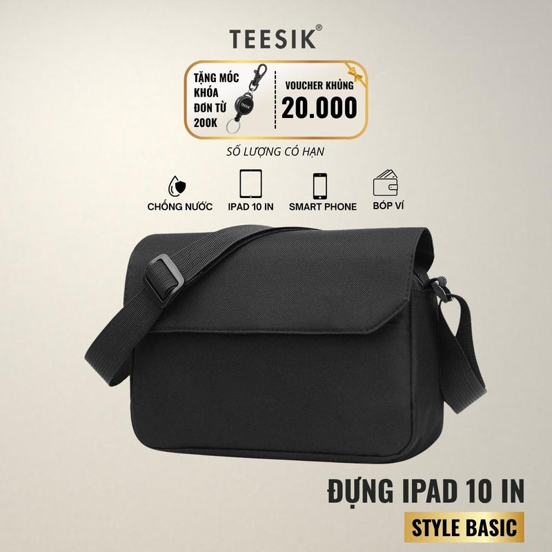 Túi đeo chéo TEE SIK túi chéo túi tiền túi nam đeo vai đựng ipad 10 in kiểu dáng messenger nhiều ngăn bag TS11 - Màu đen