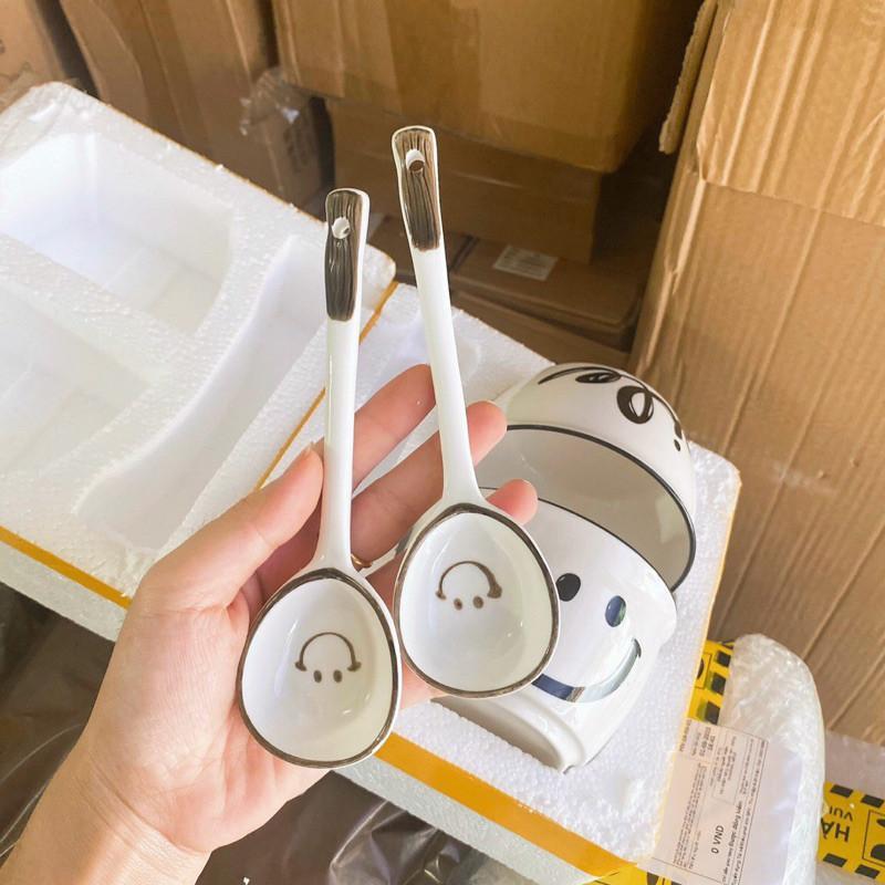 ( TẶNG KÈM 2 THÌA ) BỘ 2 BÁT SỨ KÈM THÌA HÌNH LỢN DỄ THƯƠNG 1