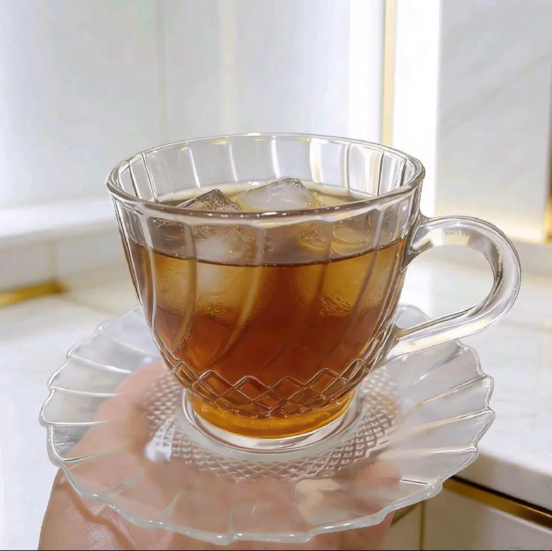 1 set ( 6 PASANG GELAS ) + TAKAN GALAS KOPI / GELAS TEH