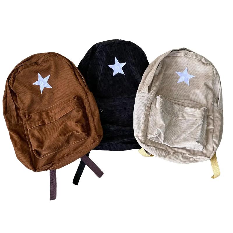Ransel Corduroy starboy unisex | Tas Sekolah Korduroi | Tas Backpack Corduroi Bintang | Tas Punggung Korduroy pria dan wanita | cod tas bintang corduroy 8