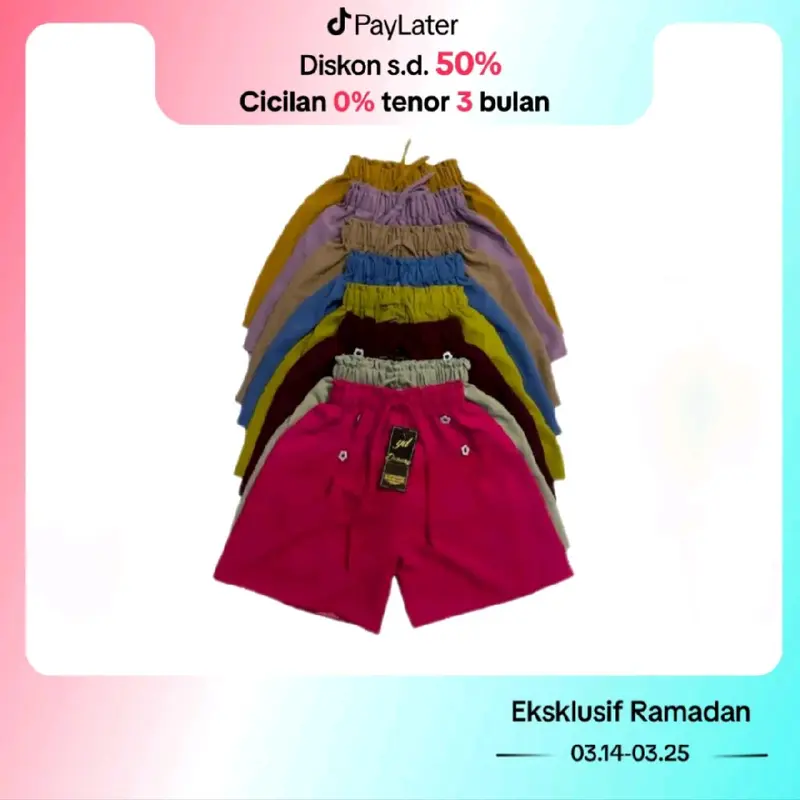 Bawahan Dapet 6 Pcs Celana Hotpants Crinkle Termurah Anak Perempuan - Fashion Hotpants Kancing Anak Usia 2-11 tahun 0