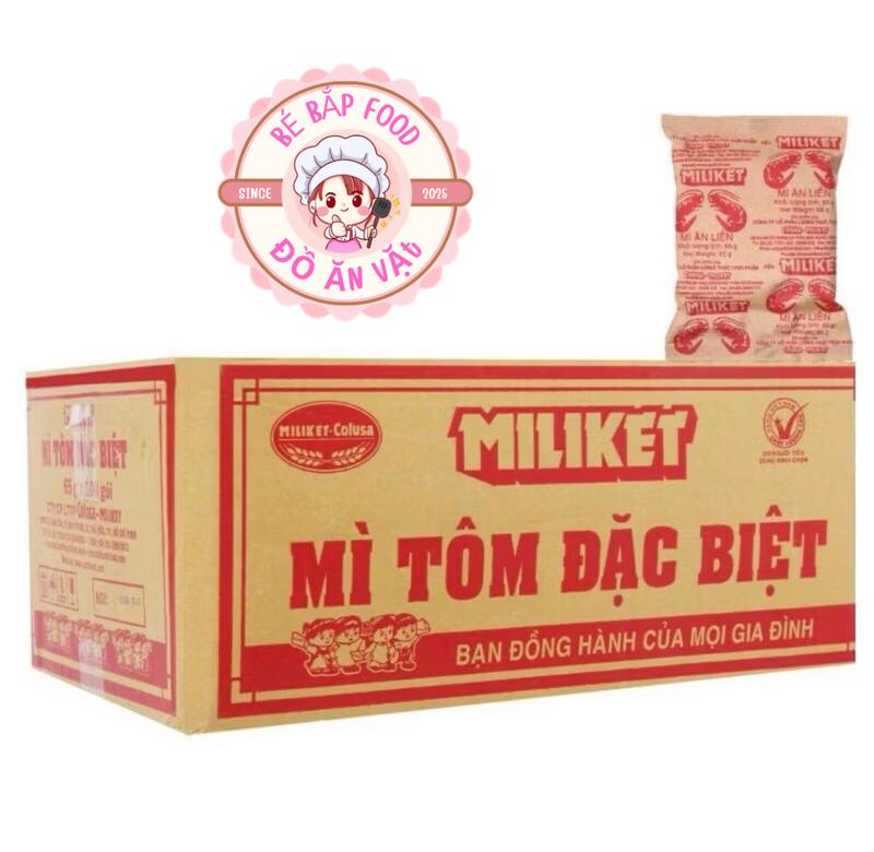 Mì Ăn Liền Miliket 4 Tôm Thùng 30 gói x 80g