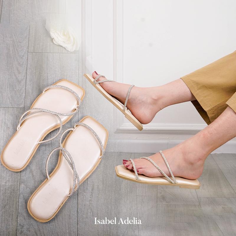 Isabel Adelia ALICE Sandal Wanita Harian Elegan Teplek Kekinian Empuk Mewah Sendal Flat 2