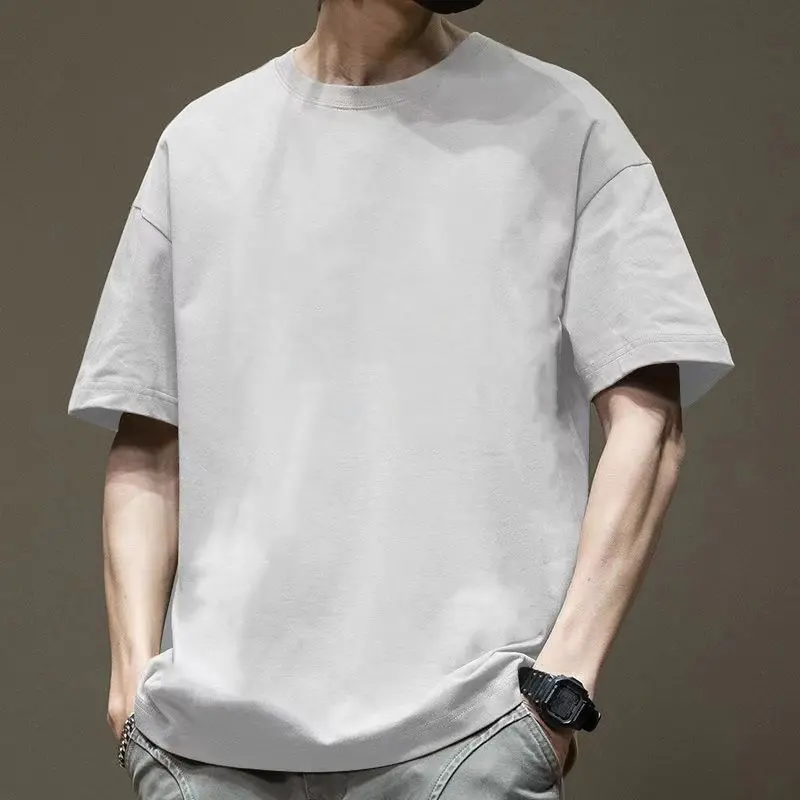 round neck t shirt man summer short sleeve 2024 t shirt men fashion loose puls size t shirt for Men Clothes printed t shirt men top Fabric Menswear tshirt