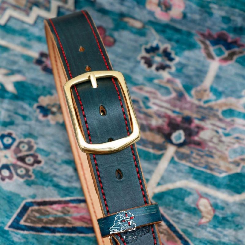 HISTRO  blue iron leather belt - sabuk kulit asli 3
