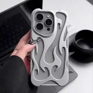 Case Fire Frosted 3D Flame Pattern Silicone for 16 15 14 13 12 11 Pro Max 14 15 16 Plus 7