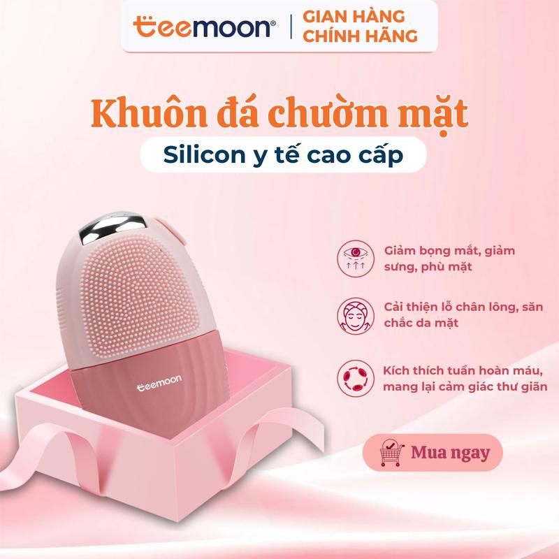 Khuôn đá chườm mặt Teemoon 3 in 1 - Silicon y tế, con lăn thép massage, đầu gai silicon mềm làm sạch và tẩy trang